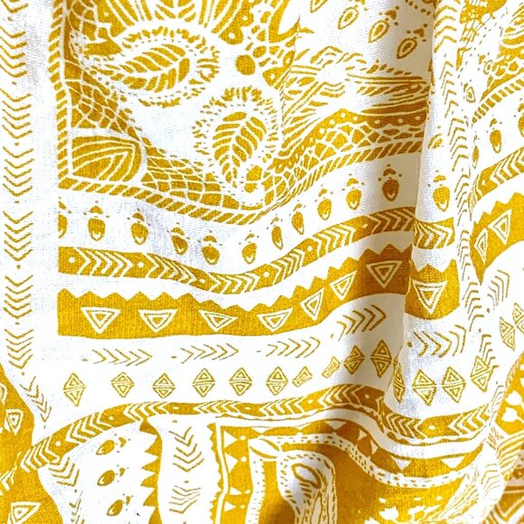 PrettyLittleThing Off Shoulder Yellow Paisley Tile Print Bardot Maxi Dress US XL - Picture 7 of 12